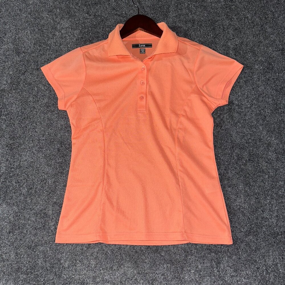 Lynx Polo Womens XS Orange Short Sleeve Fitted Button Neck Golf Tennis